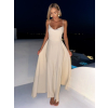 Béžové dlouhé společenské šaty LERDISEL