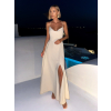 Béžové dlouhé společenské šaty LERDISEL