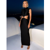 Černé večerní šaty ALENI s průstřihy
