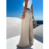 Krémové široké extra wide leg kalhoty VATIKA