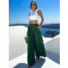 Smaragdové široké extra wide leg kalhoty VATIKA