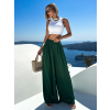Smaragdové široké extra wide leg kalhoty VATIKA