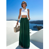 Smaragdové široké extra wide leg kalhoty VATIKA