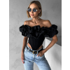 Černý elegantní korzet KOSTADIN s volánky