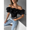 Černý elegantní korzet KOSTADIN s volánky