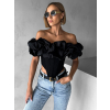 Černý elegantní korzet KOSTADIN s volánky