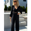 Černý elegantní overal AMETYST s průstřihy