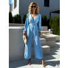 Světle modrý elegantní overal AMETYST s průstřihy