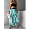 Mentolová maxi volánková sukně JESSIE s puntíky