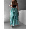 Mentolová maxi volánková sukně JESSIE s puntíky