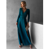 Petrolejové dlouhé šaty JOELLIAN s dlouhým rukávem