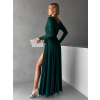 Smaragdové dlouhé večerní šaty JOELLIAN s dlouhým rukávem