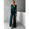 Smaragdové dlouhé večerní šaty JOELLIAN s dlouhým rukávem