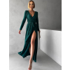 Smaragdové dlouhé večerní šaty JOELLIAN s dlouhým rukávem