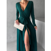 Smaragdové dlouhé večerní šaty JOELLIAN s dlouhým rukávem