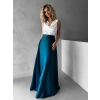 Petrolejová dlouhá zavinovací saténová sukně DENISSE