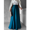 Petrolejová dlouhá zavinovací saténová sukně DENISSE