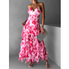 Růžové dlouhé květinové šaty PARASY s volány