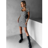Černobílé pruhované šaty BASEH s krátkým rukávem