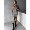 Černobílé pruhované šaty BASEH s krátkým rukávem
