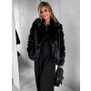 Černý krátký faux fur kožešinový kabátek NOMIR