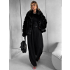 Černý krátký faux fur kožešinový kabátek NOMIR