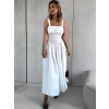 Bílé dlouhé řasené trendy šaty PELYT