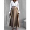 Hnědá dlouhá plisovaná sukně BALQIS s opaskem