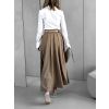 Hnědá dlouhá plisovaná sukně BALQIS s opaskem