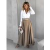 Hnědá dlouhá plisovaná sukně BALQIS s opaskem