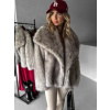 Šedý krátký faux fur kožesinový kabátek KIRIAK