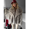 Šedý krátký faux fur kožesinový kabátek KIRIAK