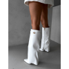 Bílé stylové kozačky KOROPTE na podpatku