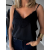 Černý saténový top FANIAS s krajkou