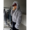 Šedý faux fur kožešinový kabátek GUDRUNIL