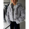 Šedý faux fur kožešinový kabátek GUDRUNIL