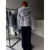 Šedý faux fur kožešinový kabátek GUDRUNIL