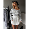 Bílá skládaná mini sukně FAWZI s páskem
