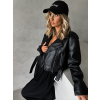 Černá koženková biker bunda KSENIJA