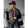 Černá svetrová bunda MARALAA s gepardím vzorem a černými rukávy