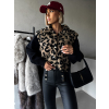 Černá svetrová bunda MARALAA s gepardím vzorem a černými rukávy