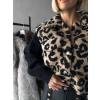 Černá svetrová bunda MARALAA s gepardím vzorem a černými rukávy