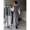 Šedé 2v1 svetrové dlouhé šaty GINEVDA s košilí
