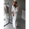 Bílé dlouhé oversize šaty HATHOR s dlouhým rukávem