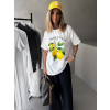 Bílé oversize triko MALALA s citrony