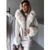 Krémová vyteplená bunda LEYA s kožíškem