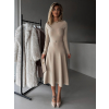 Béžové elegantní šaty EVITAS s páskem