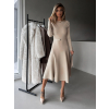 Béžové elegantní šaty EVITAS s páskem