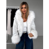 Bílá zimní bunda LEYA s kožíškem