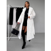 Bílý dlouhý faux fur kožešinový kabát NARCISA s páskem